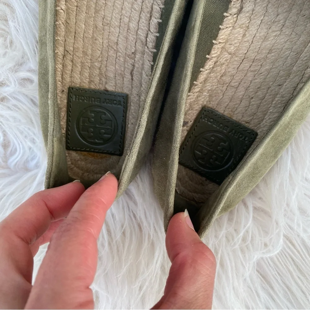Tory Burch Yasmin Olive Suede Espadrilles Flats 9.5